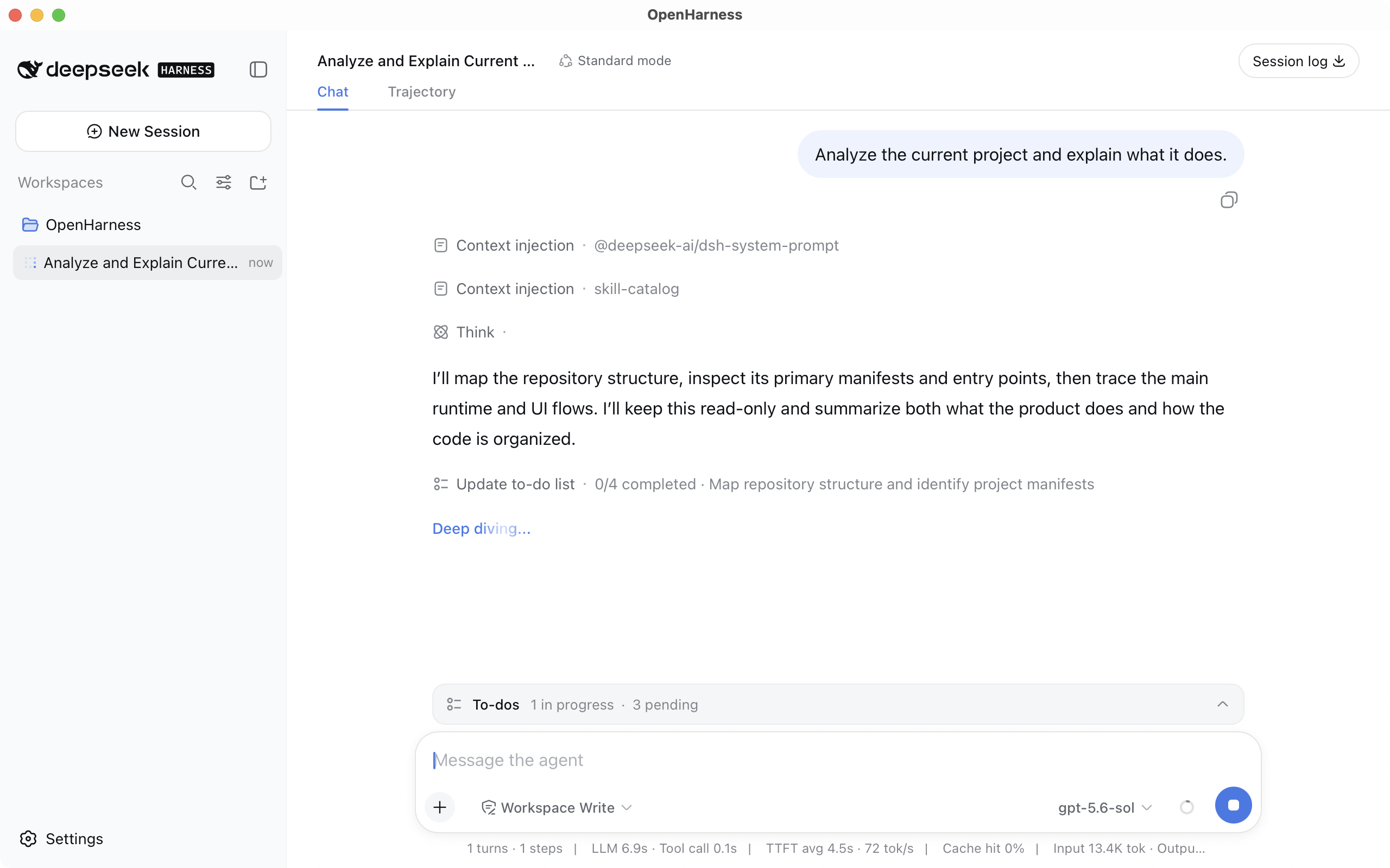 OpenHarness 中正在运行的 Agent 会话